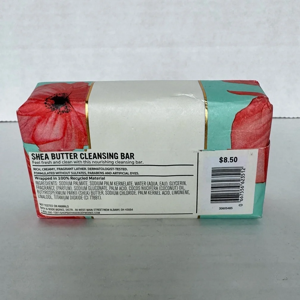 New Bath & Body Works Poppy Shea Butter Cleansing Bar 5oz Soap Discontinued Pear - Picture 2 of 5